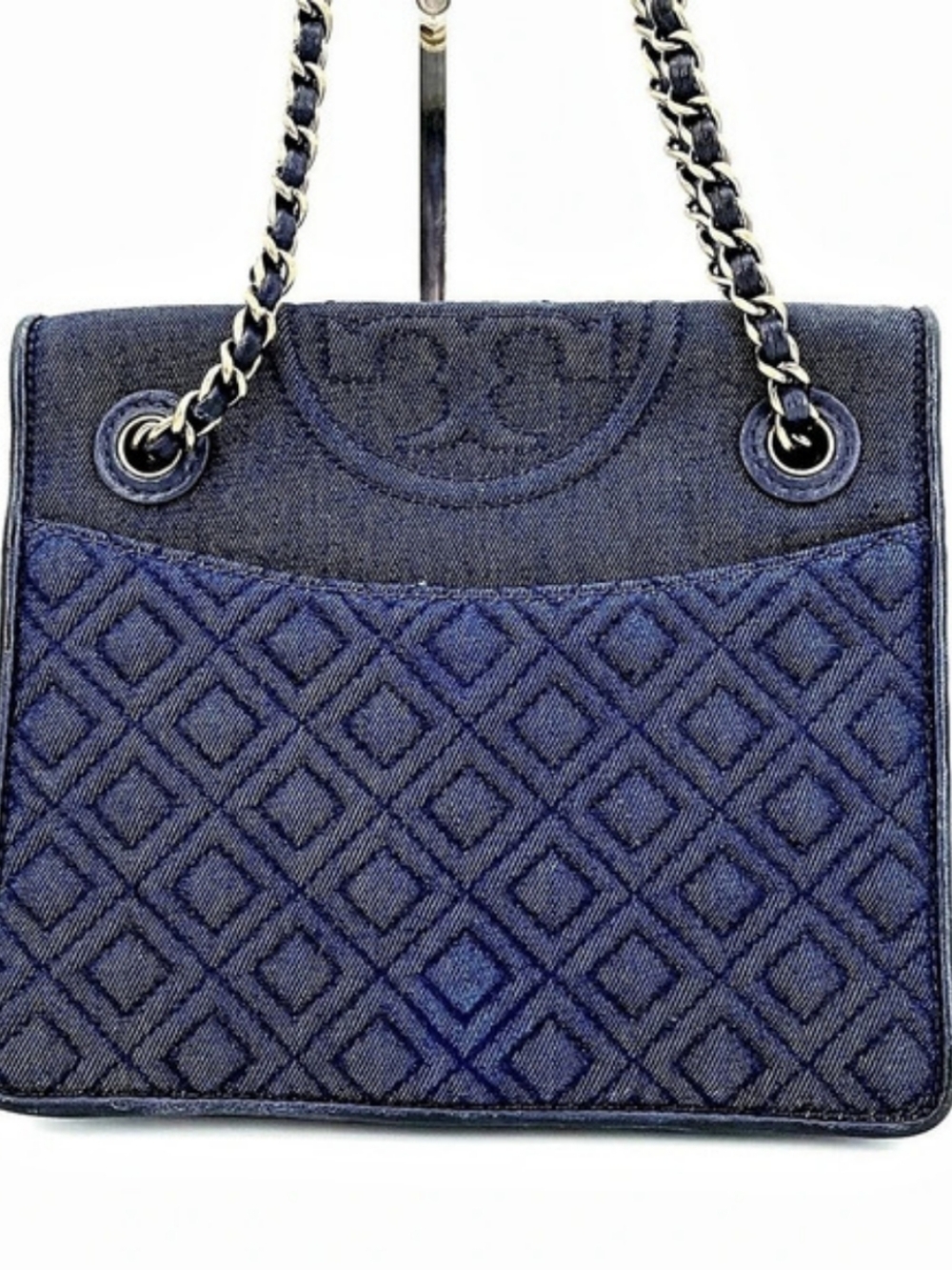 Tory Burch Small Fleming Soft Denim Convertible Shoulder Bag Shoulder Bag Blue